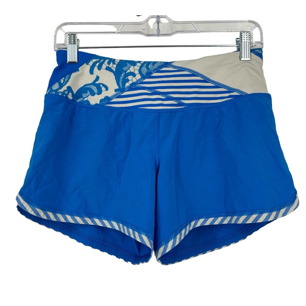 Lululemon Groovy Run‎ Shorts Beaming Blue Quilting Winter Size 4